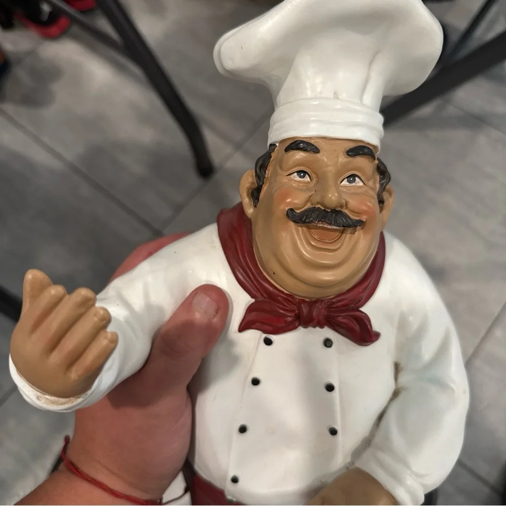 Italian Bistro Chef Figurine Statue Kitchen Restaurant Sign Holder Menu Board